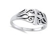 Oxidized Filigree Cross Swirl Christian Ring 925 Sterling Silver Band