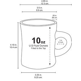 Culver 10-Ounce Ceramic Retro Diner Style Heavyweight Restaurant Mug, Two-finger C-handle (White, 1)