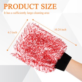 Hbxdeco 2PCS Car Wash Mitt, 11"×8" Cyclone Microfiber Cleaning Mitt for Cars, Scratch-Free & Lint-Free, Double Sided Automotive Washing Gloves, Universal Auto Cleaning Supplies (Red+White)
