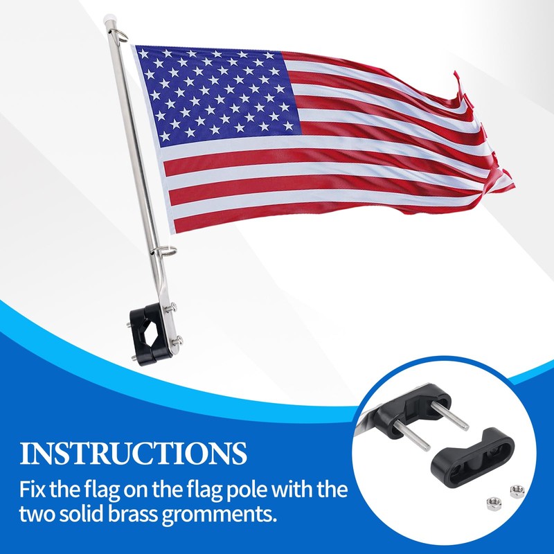 2 Pack Universal Boat Flags with Boat Flag Poles, Stainless