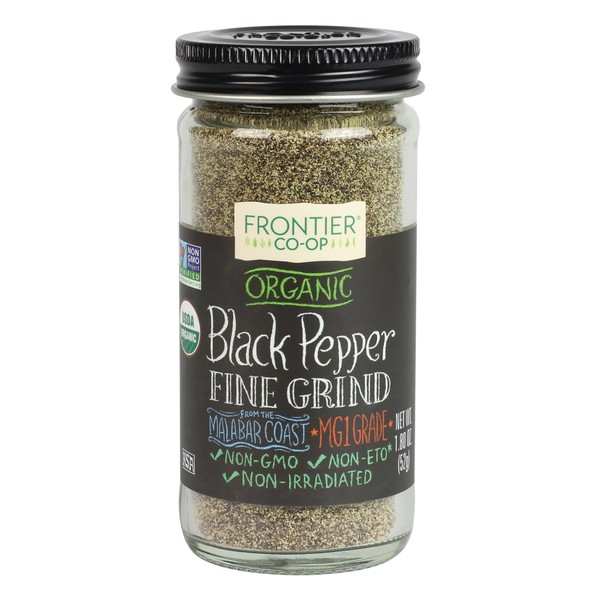 Frontier Natural Products Pepper, Og, Black, Fine Grnd, 1.80-Ounce