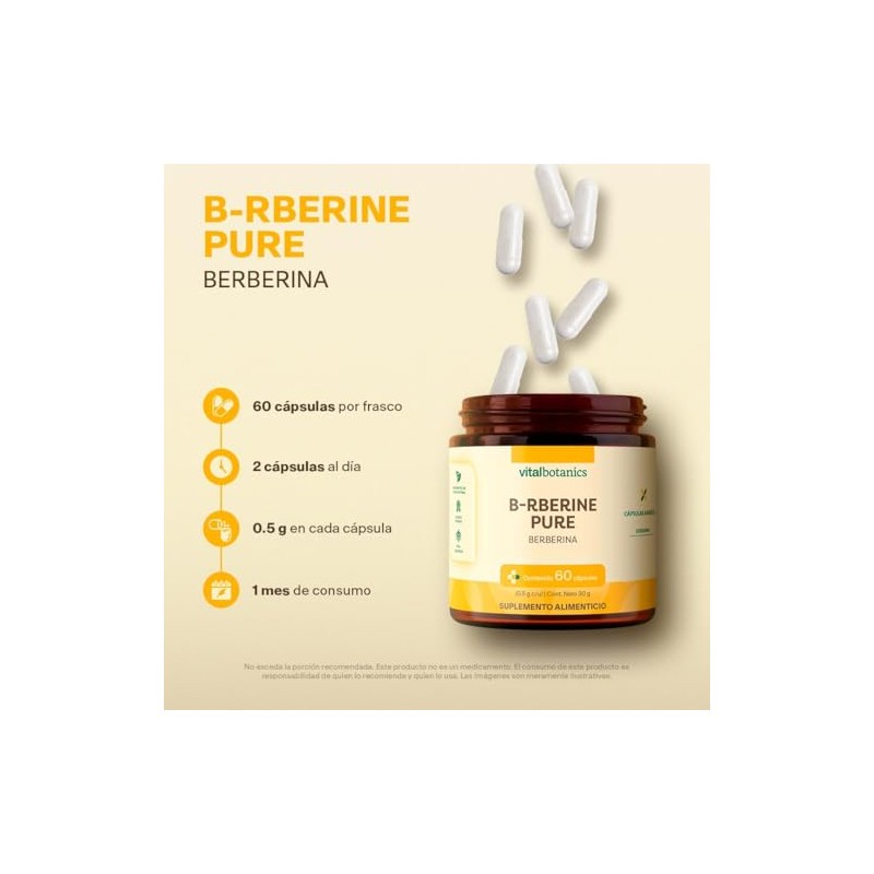 VITAL BOTANICS | Berberina Pure 60 Cápsulas de 500 mg