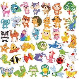 Boxgear 40 Pieces 5D Diamond Painting Stickers Kits for Kids, Easy to DIY Creative Diamond Dotz Mosaic Stickers, Craft by Numbers Kits for Kids and Adults Beginners