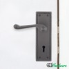 EAI Matt Black Georgian Scroll Door Handle Key Lock Set