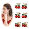 AstraGlam 6 Pcs Small Cherry Hair Clips - Cute Rhinestone