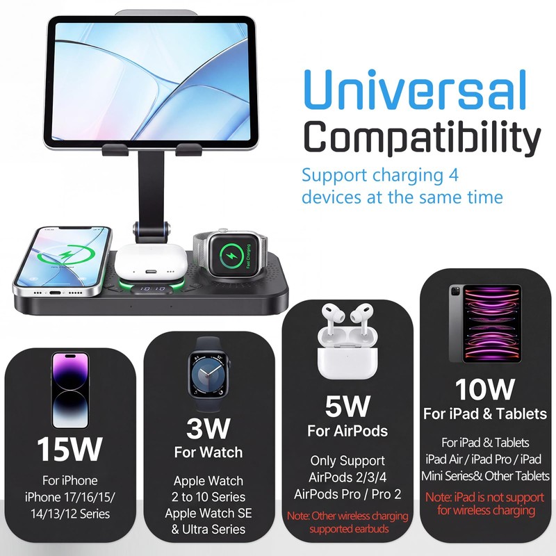 30W Charging Station for Apple Multiple Devices,Foldable Wireless Charger
