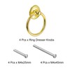 QUARKZMAN Pack of 4 Round Ring Handles Drawers Knobs Gold