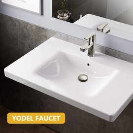 Yodel Faucet Bathroom Sink Drain with Overflow - 1 1/2" Drain Opening - Pop Up Vessel Vanity Drain with Anti-Clogging Hair Catcher Basket,Brushed Nickel,Y1383Y-BN