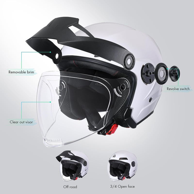 TRIANGLE Open Face Motorcycle Helmet Offroad 3/4 Half Helmets with