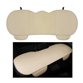 Sylvil Car Back Seat Cover, Anti-Slip Automotive Long Rear Seat Protectors with Storage Pocket, Breathable Comfortable Back Seat Cushion Pad Mat, Universal Car Accessories (Back Beige)