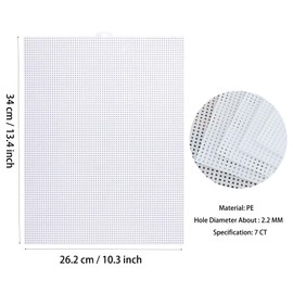 Pack of 4 Plastic Canvas Sheets, White Plastic Grid 26.2 x 34 cm, Plastic Mesh Canvas with 4 Sewing Needles, Plastic Cross Stitch Mesh Fabric for Handmade, Crafts and Sewing Projects (White / 4