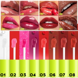 XTJXTJ Moisturizing Lip Oil, Big Brush Head Hydrating Lip Glow Oil, Shiny Moisturizing Lip Gloss, Nourishing & Non-Sticky Long Lasting Fresh Transparent Tinted Plumping Lip Oil (#01, 0.16 fl oz)