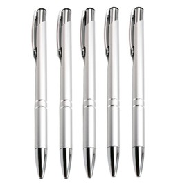 Lalade Stylish quality 5 metal ballpoint Pens, black ink, soft writing experience (Silver)