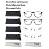 Autojouls 4-Pack Blue Light Blocking Reading Glasses, Men Large Frame