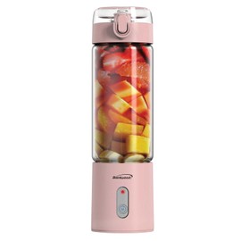 Brentwood 50-Watt 17-Oz. Portable Battery-Operated USB-Chargeable Glass Blender (Pink)
