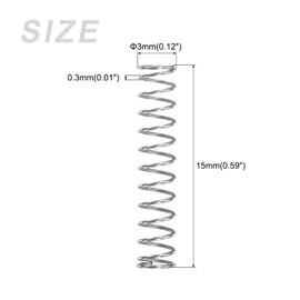 METALLIXITY Compression Springs (0.3x3mm OD,15mm Free Length) 10Pcs, 304 Stainless Steel Extension Spring - for Shop Home Repairs, DIY Projects, Silver Tone