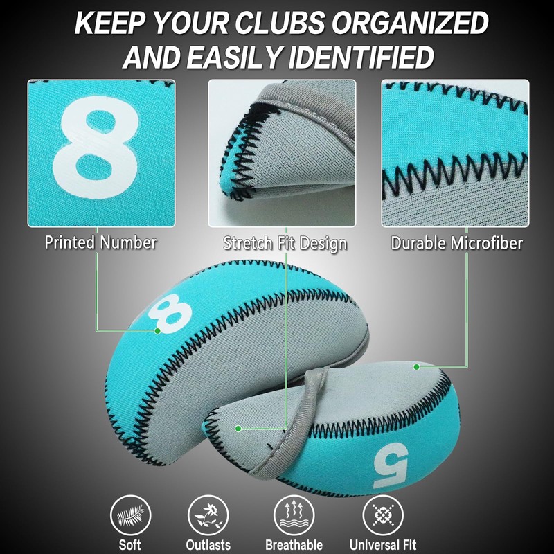 Golf Iron Head Covers Neoprene with Numbers Printed Value 10
