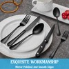 24 Pcs Black Silverware Set with Steak Knives, Stainless Steel