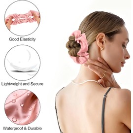 Coleteros de sat n, 5 Piezas Coleteros de Satén para Mujer, Ligas de Seda para el Cabello, Sin Marcas, Sin Encrespamiento, Bandas Elásticas para el Todos los Tipos de Cabello (Blanco+Marrón+Rosa+Gris azul+Negro)