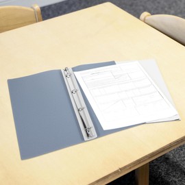 TEHAUX 4 Ring Binder Cover, A4 Size PU Leather Document Folder - Fabric Textured Loose Leaf Notebook Shell Organizer for Office, School Business Blue