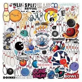 55PCS Funny Bowling Stickers Cool Sport Bowling Sticker for Laptop, Gifts for Teen Girls Boys, Ball Deals Decorations for Party Water Bottle (Bowling55)