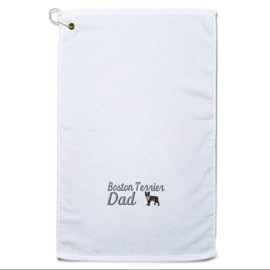 Style In Print Golf Towel Boston Terrier Dad Dog Pet Cotton Bag Accessories White
