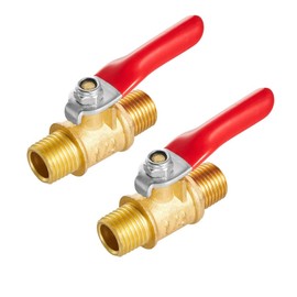 Brass Ball Valve Shut Off Switch, Tubing Fitting Straight Coupling Adapter 2pcs (1/4" NPT Male x 1/4" NPT Male)
