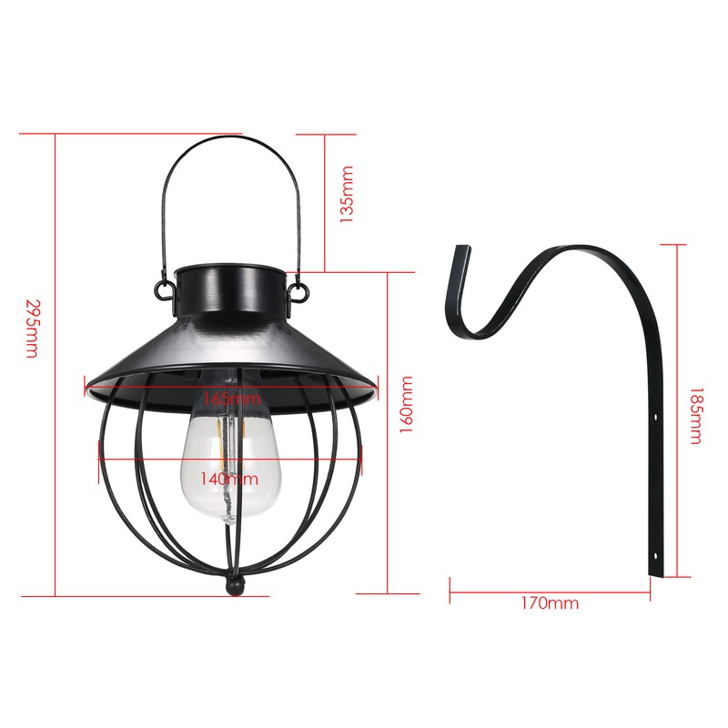 2PCS Solar Powered Energy Vintage P-endant H-anging Light Outdoor Wall