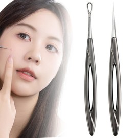 JUJUGO Acne Needles Dedicated Kit of 2, Ultra Fine Stainless Steel, Square Plug, Blackhead Removal, Pore Clearing Tool, Portable, Convenient, Beauty Tool