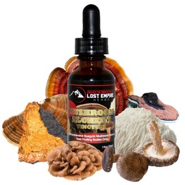 7 Mushroom Tincture Blend (1 fl oz) with Mushrooms: : Reish, Turkey Tail, Maitake, Shiitake, Lion's Mane, Artist Conk, Chaga | by Lost Empire Herbs