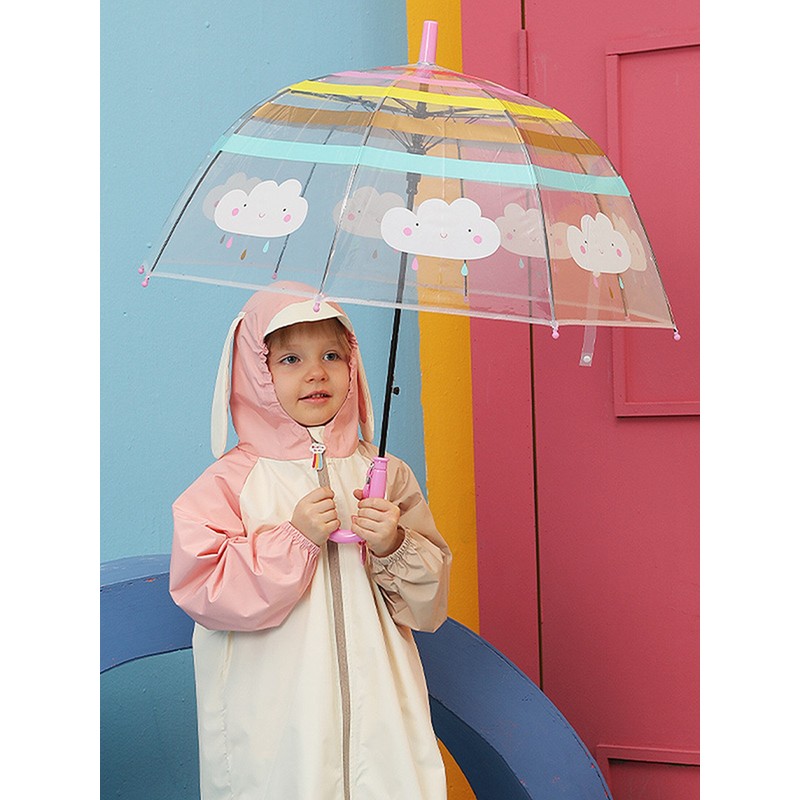 Transparent Umbrella Cartoon Long Handle Umbrella For Children