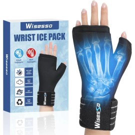 Wisesso Wrist Ice Pack Wrap, Reusable Ice Gloves for Hot & Cold Hand Compress, H