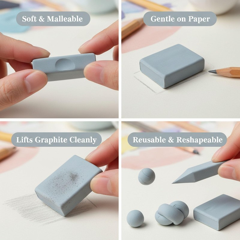 Kneaded Eraser, Putty Rubber Eraser for Artists Sketch Drawing Pencil