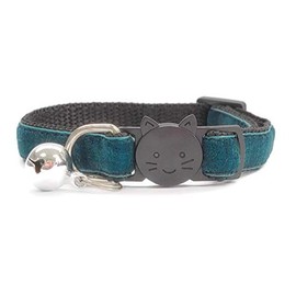 Velvet Cat Collars with Bell | Quick Safety Release Breakaway Buckle | Handmade in the UK | Available in Cat & Kitten Size | Emerald Green Velvet