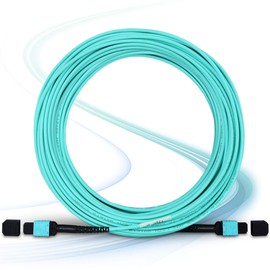 SPEEDWOLF 5M / 16.5FT 12 Fibers Type B OM3 MPO - MPO Patch Cord Cable Female/Female LSZH FTTH MPO to MPO Optical Fiber PatchCord Jumper for 10G QSFP+ and 100G QSFP28 Transceivers Compatible MTP Aqua