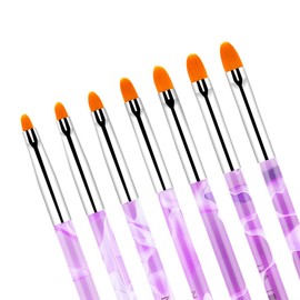 AKOAK 7 Pieces UV Gel Nail Brushes, Extended Sculpture Nail Art Painting Brush, DIY Nail Art Technique and Structural Gel Brush,for Personal Home or Professional Nail Salon Use