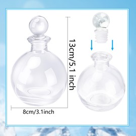 Faytark 15 Pcs Glass Potion Bottle 8.5 oz/ 240 ml Clear Round Spherical Decorative Magical Season Potion Bottles with Glass Stopper for DIY Art Home Decor Liquor Party Gift Snow