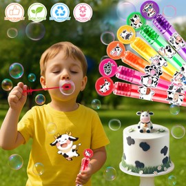 Cow Party Favors for Kids – 24PCS Farm-Themed Bubble Wands, Great for Birthday Supplies, Pinata Fillers, Goodie Bags & Classroom Rewards