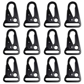 CYUaoao Carabiner Key Hooks Pack of 12 Key Chains Multifunctional Carabiner Hook Sling Clips Black Zinc Alloy for Backpacks Mountaineering Outdoor Sports and Woven Bag