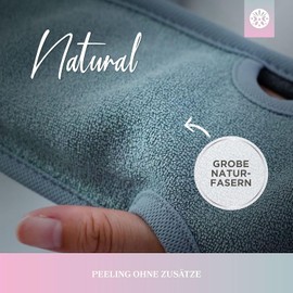 Exfoliating Glove incl. Exfoliating Guide (May not be in English language) + 2 x Bonus Suction Cups - Luxury for Your Body - Wellness Glove - Body & Face Shower Sponge - Hamam Gloves Grey/pink