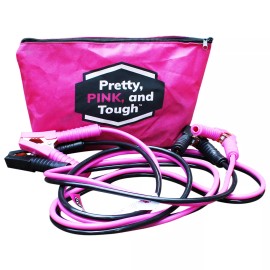 Gears Out Pretty Pink and Tough 12 Ft Jumper Cable Set - Pink Booster Cables for Women