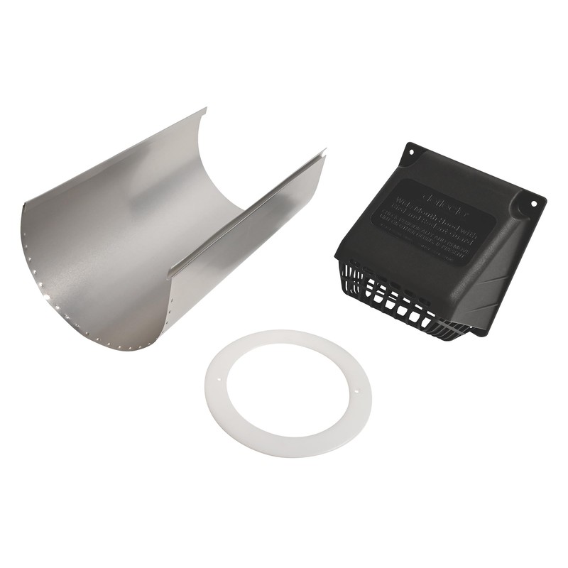 Deflecto Wide Mouth Dryer Vent Hood with Pipe, Bird Guard-Black