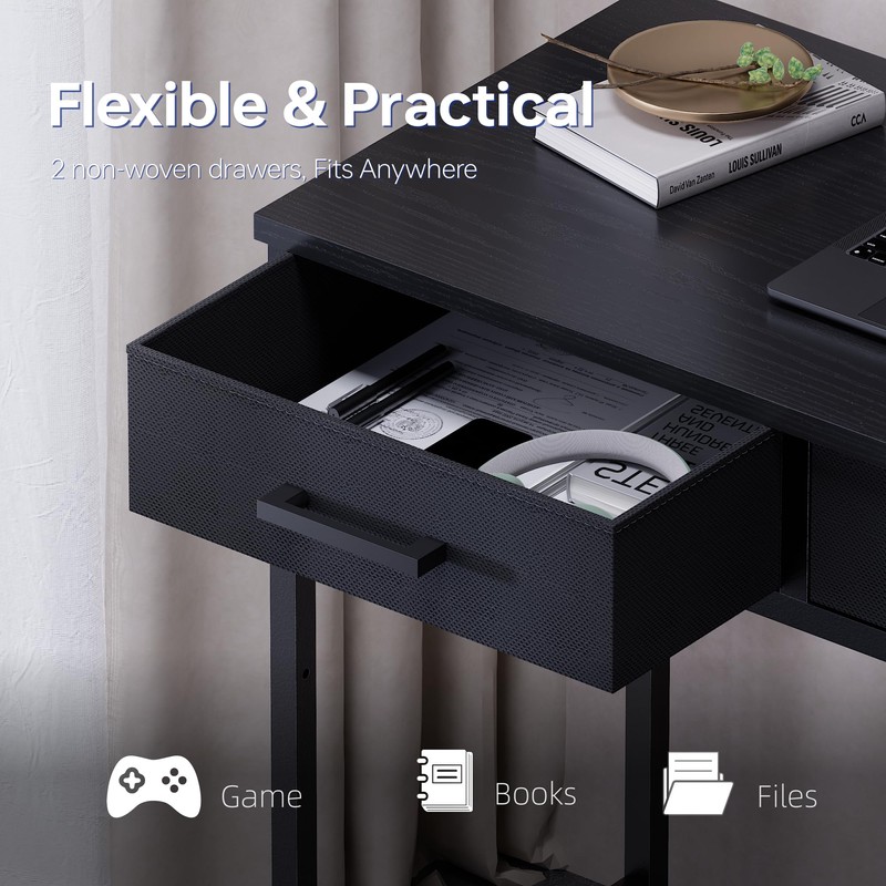 Pamray 32 Inch Small Computer Desk with 2 Drawers for