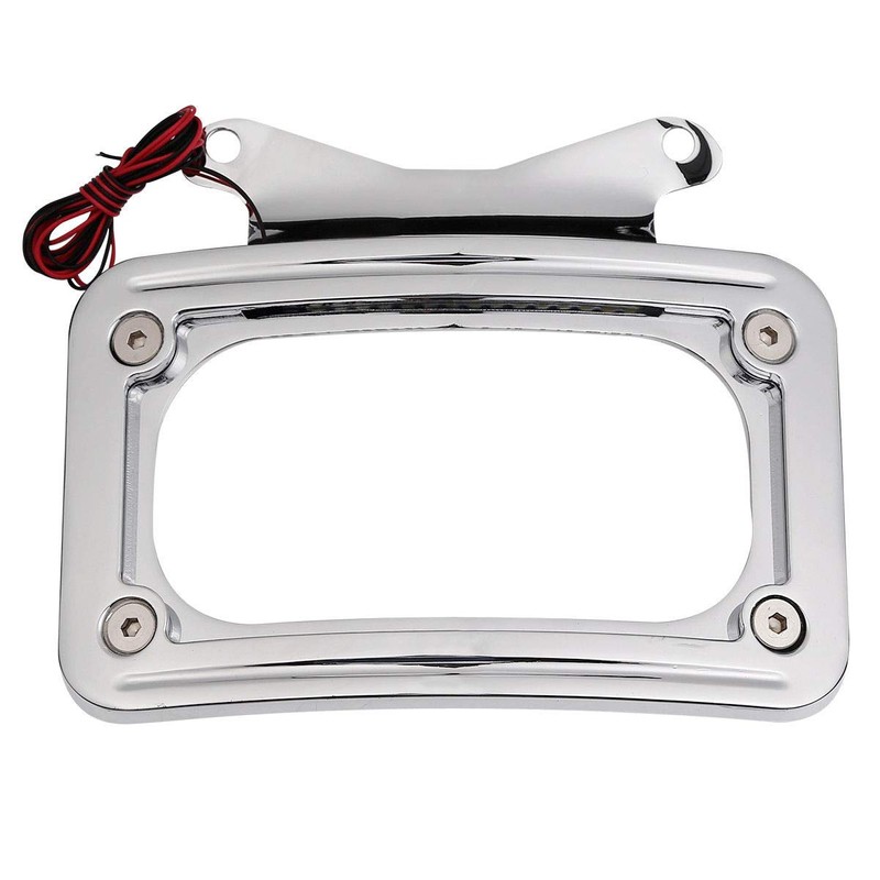 TCMT Curved License Plate Mount Frame W/Light Fit For Harley