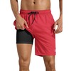 Nonwe Mens Swimsuit Trunks with Compression Liner Elastic Waist American