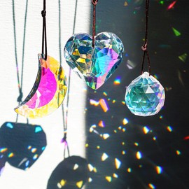 H&D HYALINE & DORA AB Coating Crystal Prisms Suncatchers for Windows,Set of 3 Rainbow Maker Hanging Prisms for Wedding Party Christmas Tree Decor