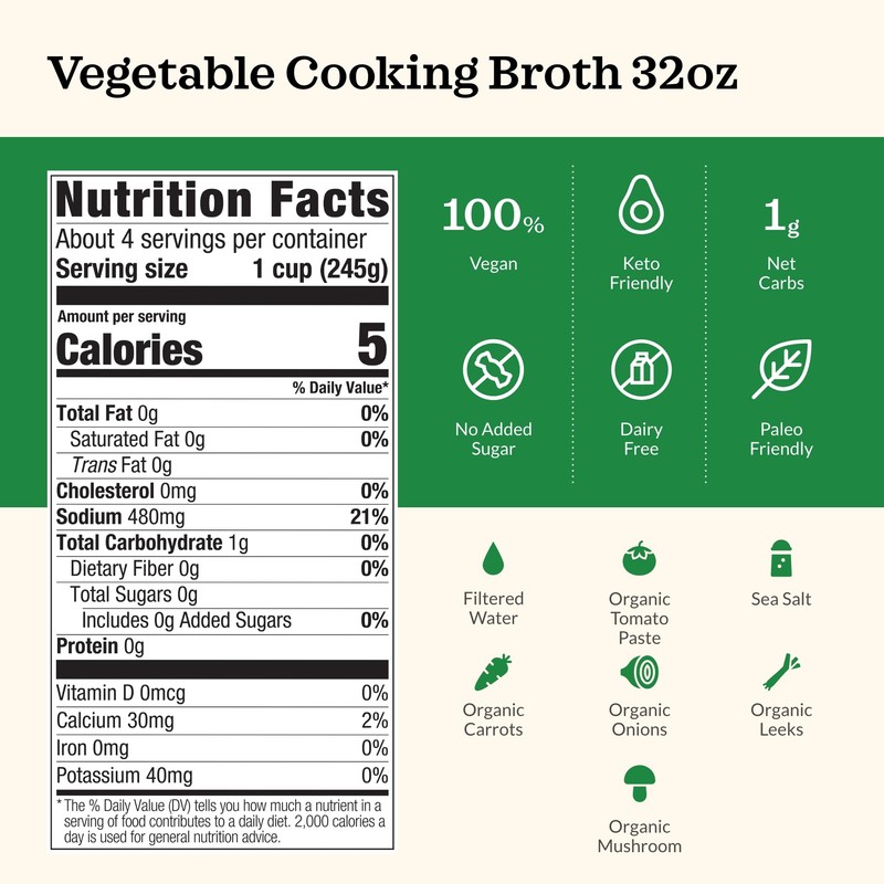 Kettle And Fire Broth Vegetable Cooking 32 OZ