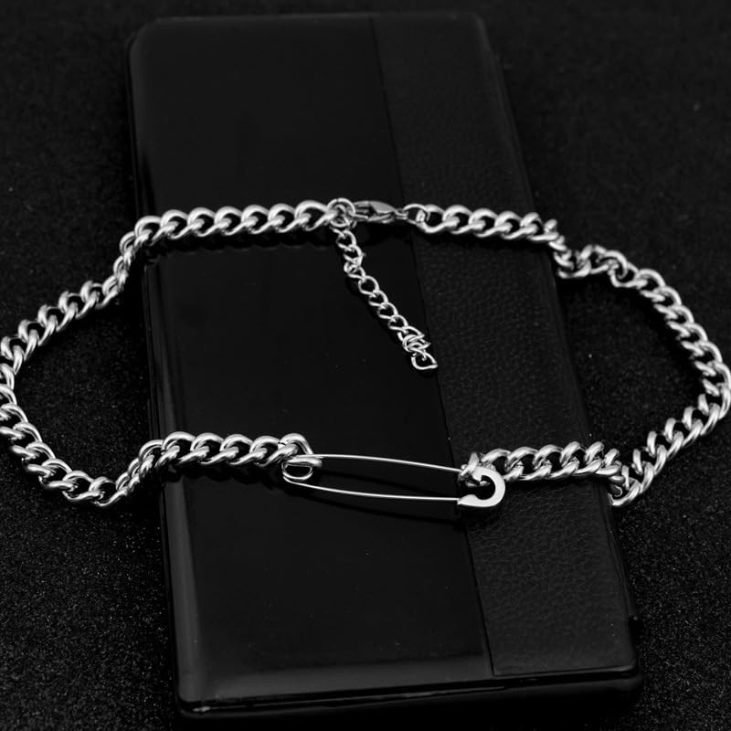 LIBERTY-M Necklace, Unisex, Safety Pin Chain, 0.2 inch (6 mm),