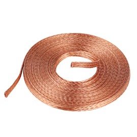20FT Flat Copper Braid Cable, KWOKWEI 1/4" Braided Copper Ground Strap, Ground Lead Bare Flexible Spiral Shielding Wire Mesh for grounding and bonding