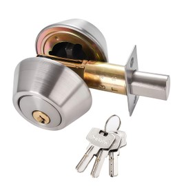 Eiqikayo Silver Steel Double-Head Cylinder Deadbolt Lock- High Security Anti-Kick Door Lock, Easy to Install, Fits Standard Doors, for Home, Apartment and Office Security